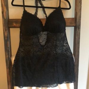 Black lace baby doll lingerie